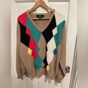 Lyle & Scott Multicolor V-Neck Mens Sweater